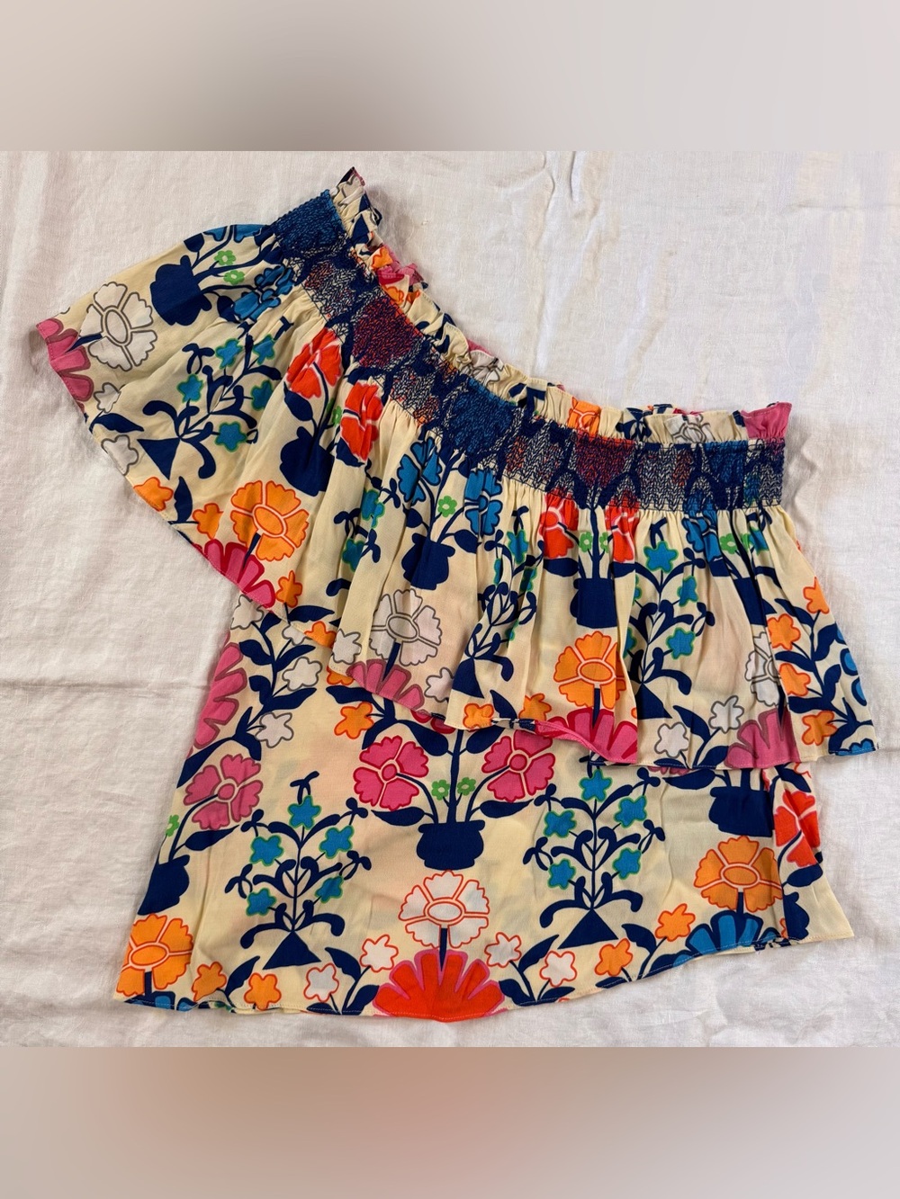NWT Plenty by Tracy Reese One Shoulder Ruffle Top Turkish Floral M